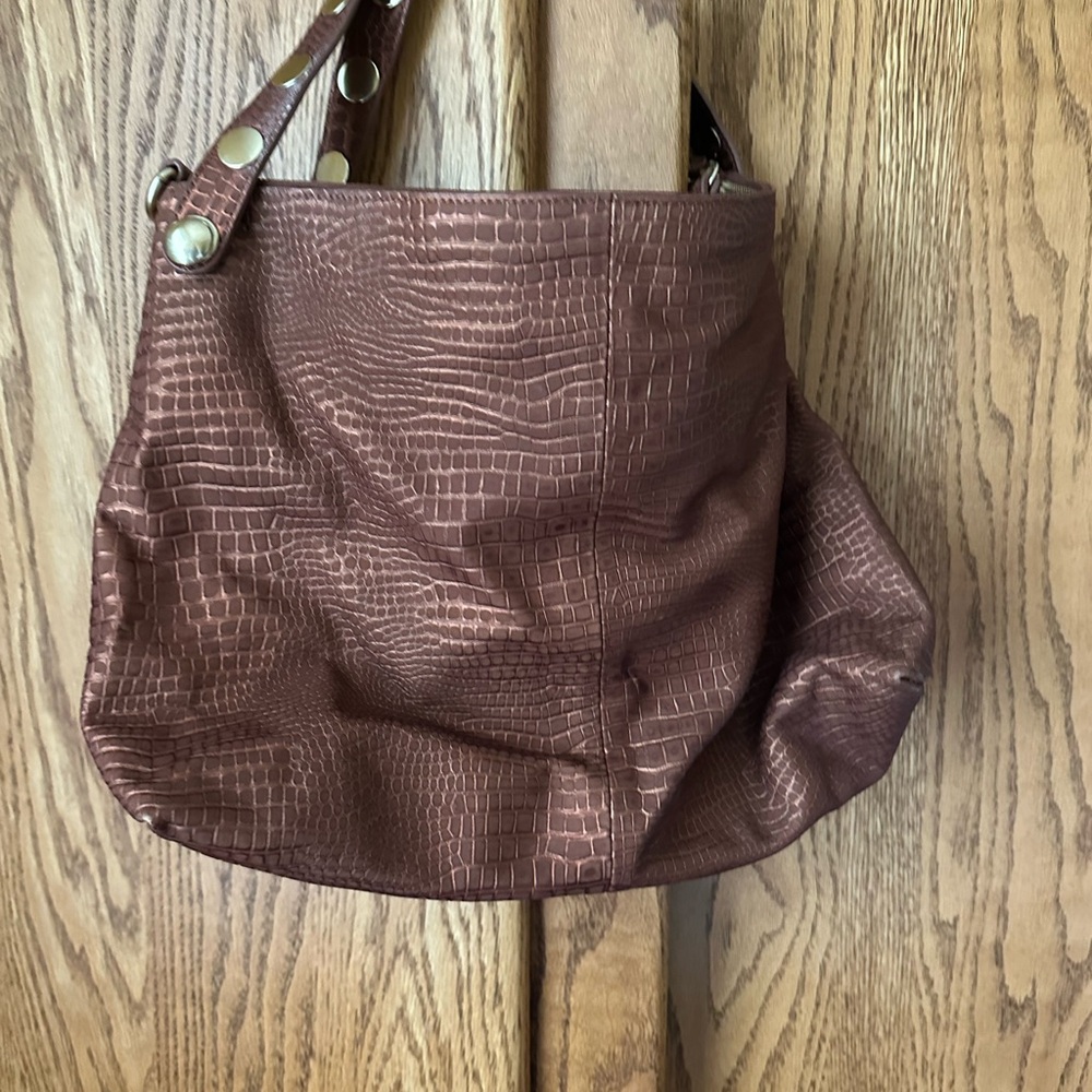 Foley + Corinna BlBronze Burnt Orange Shoulder Bag with Crocodile Texture